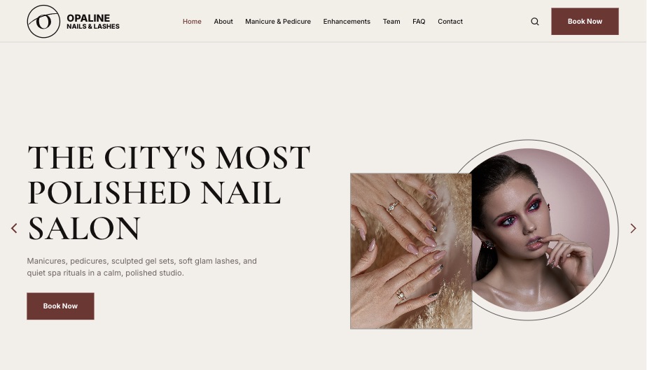 Opaline Nails nail studio website hero preview